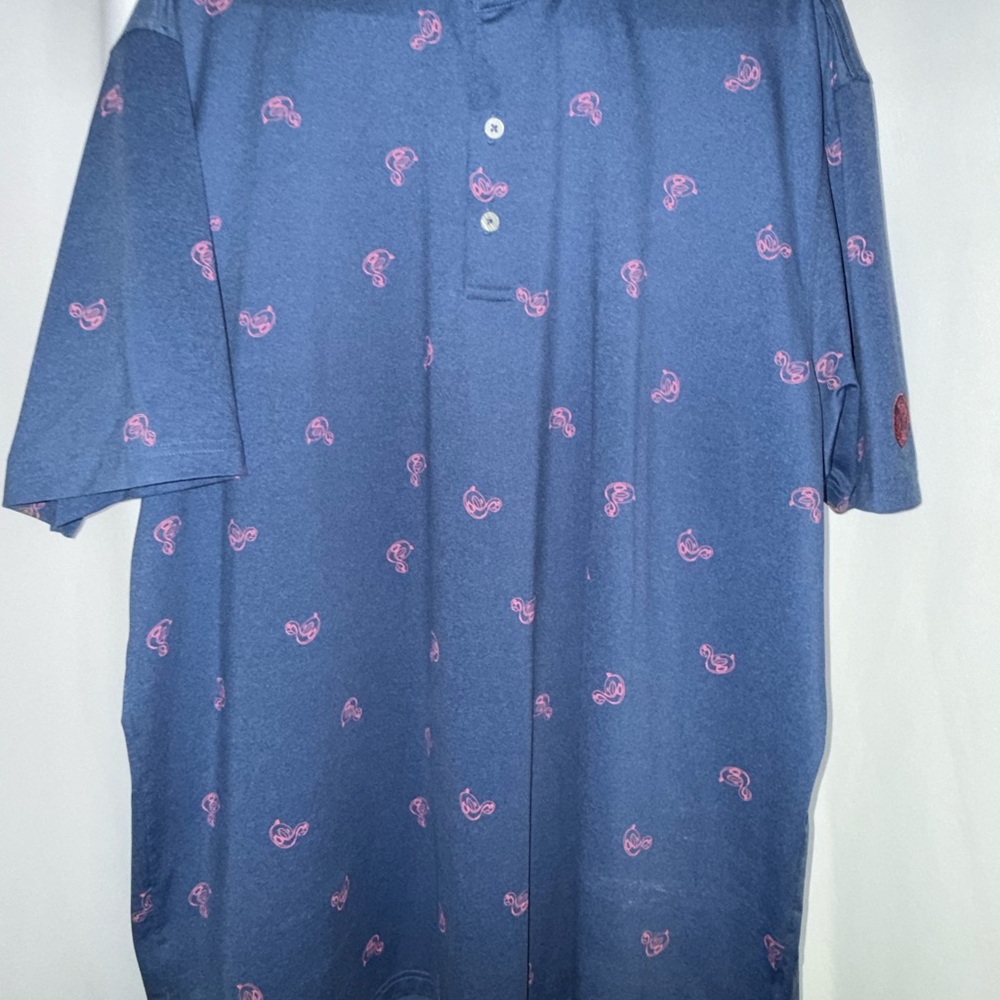 johnnie-O Navy Polo with Pink Paisley